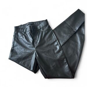Zara Black Faux Leather Trousers with zipper at the ankles NWT